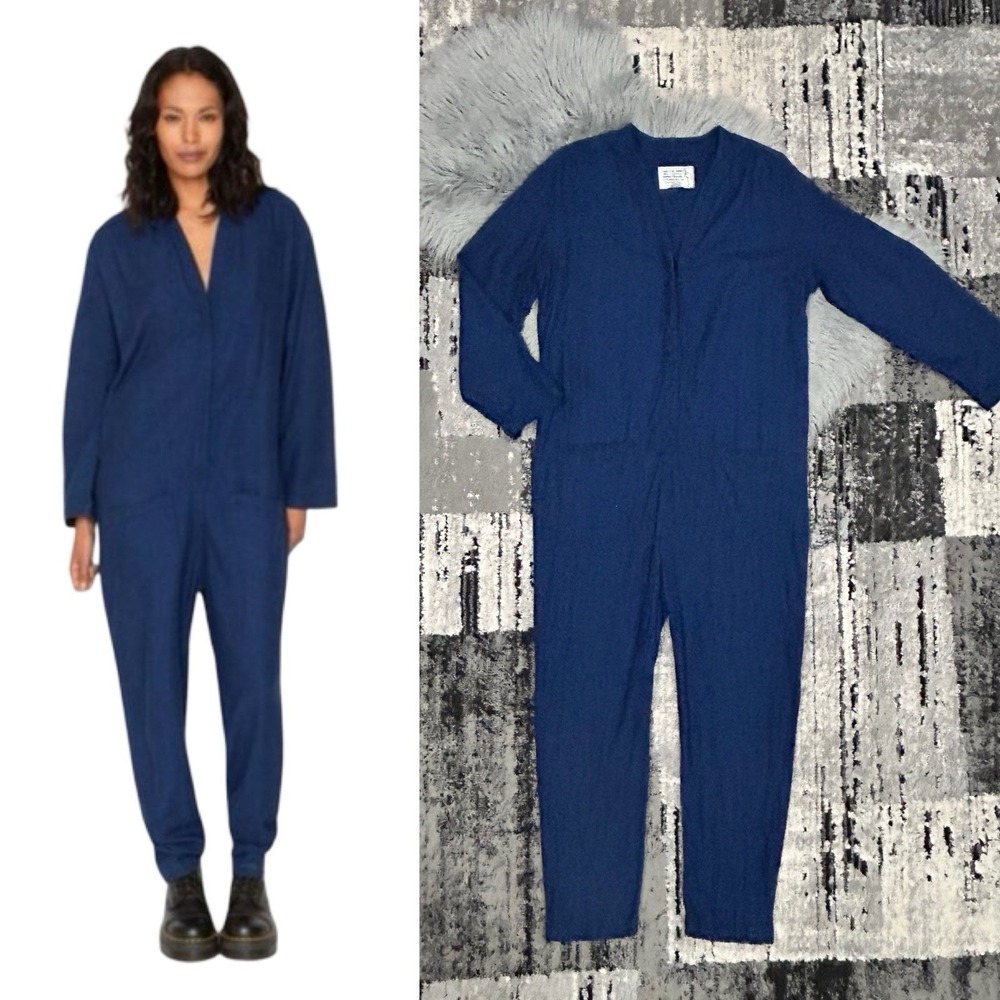 MFREE PEOPLE FP x SANDRINE ROSE Kimono Navy Denim Jumpsuit Size Small ($198)